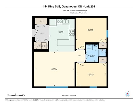 Floor plan for 2 beds, 1 bath